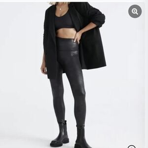 Knix Birds Papaya High Waisted Faux Leather Leggings  XXL